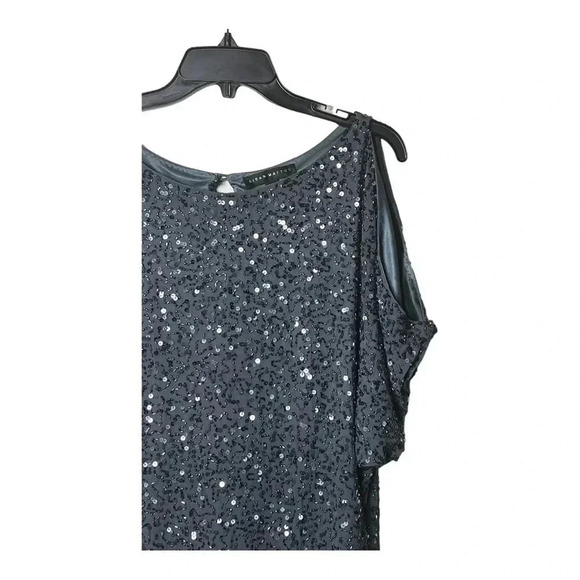 AIDAN MATTOX COLD SHOULDERS SEQUINS MINI DRESS GRAY/BLUE IN COLOR SIZE 0‎ - Picture 3 of 9